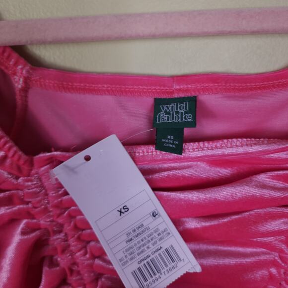 Wild Fable Long Sleeve Ruched Velvet Bodycon Dress in Pink Size XS - Picture 8 of 10